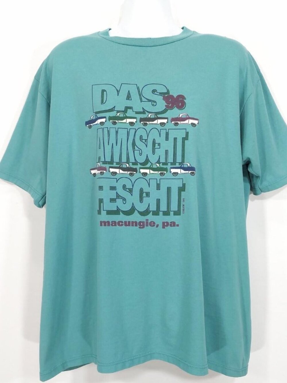 1996 Das Awkscht Fescht T-Shirt XL Pennsylvania Classic Car Show Vintage 90s